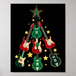 Cool Guitar Christmas Tree Guitar Lovers Christmas Poster