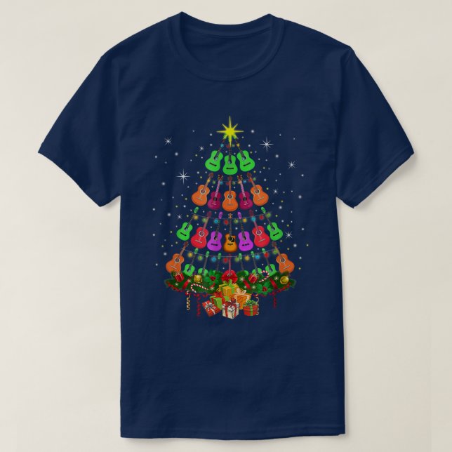 Cool Guitar Christmas Tree Guitar Lovers Christmas T-Shirt (Design Front)