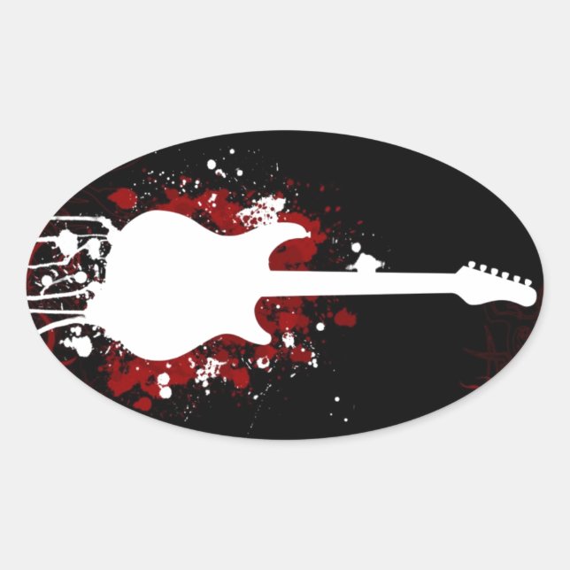 Cool Guitar Design Oval Sticker (Front)