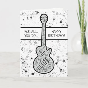 Cool Guitar Musician Rocker Guitarist Birthday Car Card