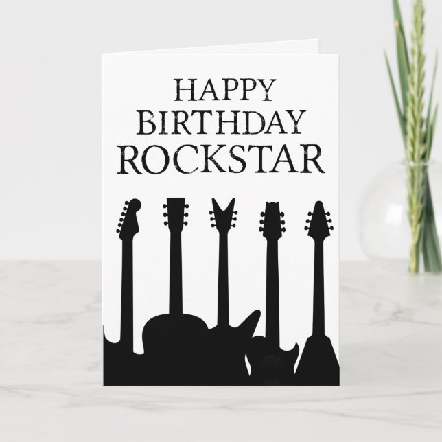 Cool Guitar Musician Rockstar Rock & Roll Birthday Card (Front)