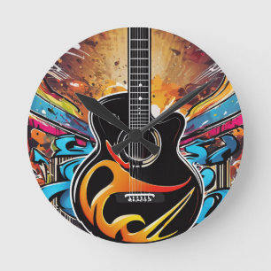 Cool Guitar Round Clock