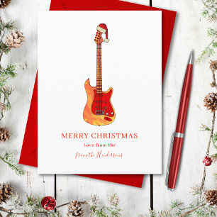 Cool Guitar Stylish Merry Christmas Holiday Card