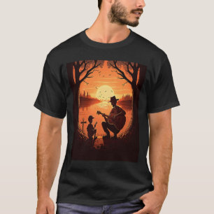 Cool Guitarist Father Dad Playing Guitar In Sunset T-Shirt