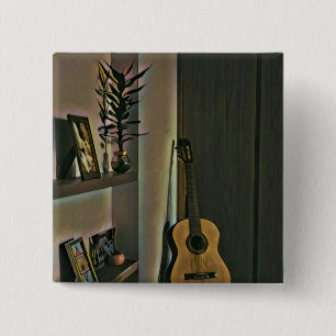 Cool guitarist gift 15 cm square badge