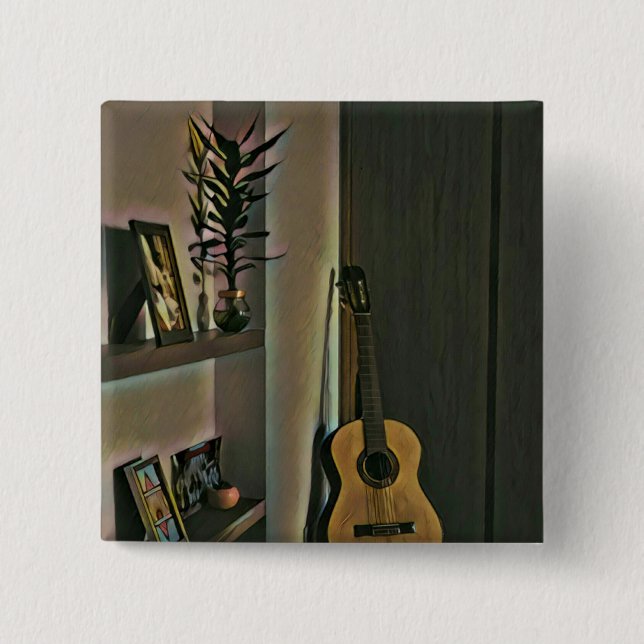 Cool guitarist gift 15 cm square badge (Front)