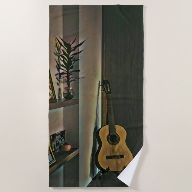 Cool guitarist gift beach towel (Front)