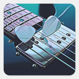 Cool guitarist gift square sticker