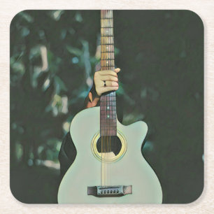 Cool guitarist gifts square paper coaster