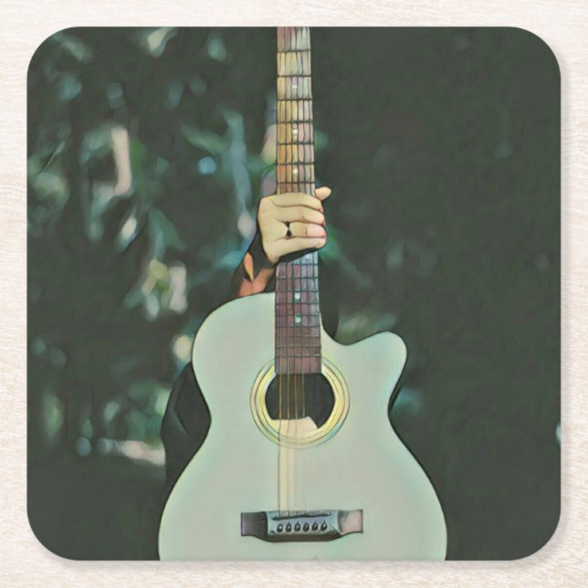 Cool guitarist gifts square paper coaster (Front)