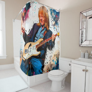 cool guitarist shower curtain