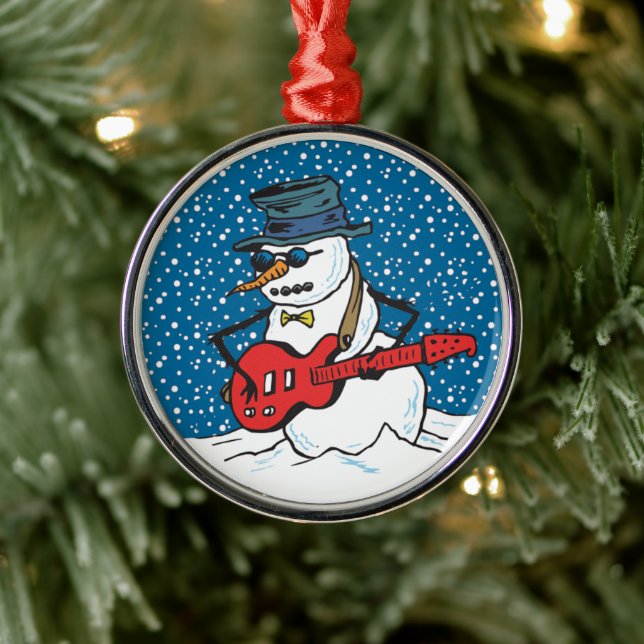 Cool Guitarist Snowman Ornaments (Tree)