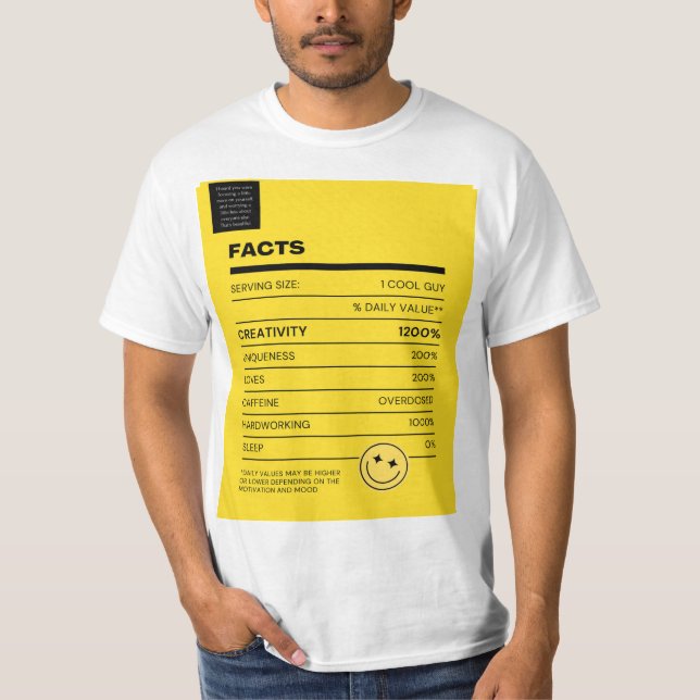 "Cool Guy Facts T-Shirt: Discover Fascinating T" T-Shirt (Front)