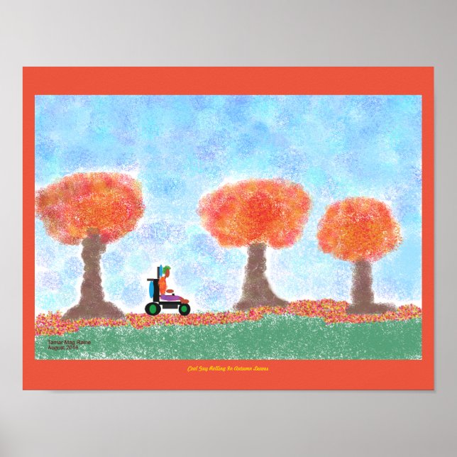 Cool Guy Rolling in Autumn leavesposter Poster (Front)
