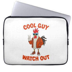 Cool Guy Watch Out Rooster Laptop Sleeve