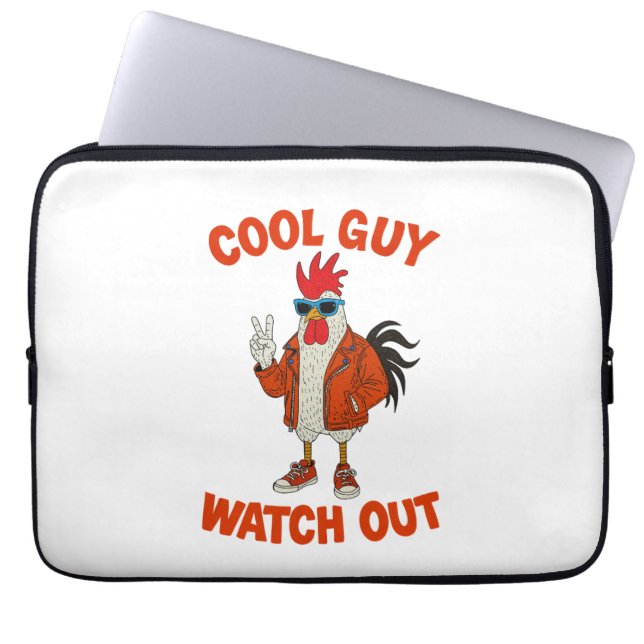 Cool Guy Watch Out Rooster Laptop Sleeve (Front)