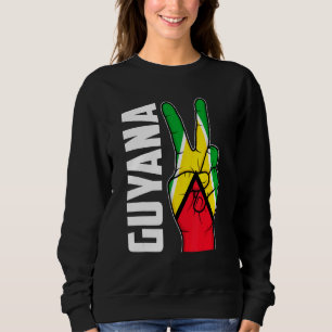 Cool Guyana Flag Victory Two Fingers Patriotic Sweatshirt