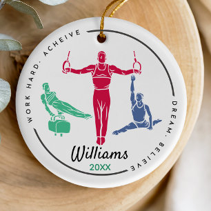 Cool gymnastics player personalised keepsake ceramic ornament