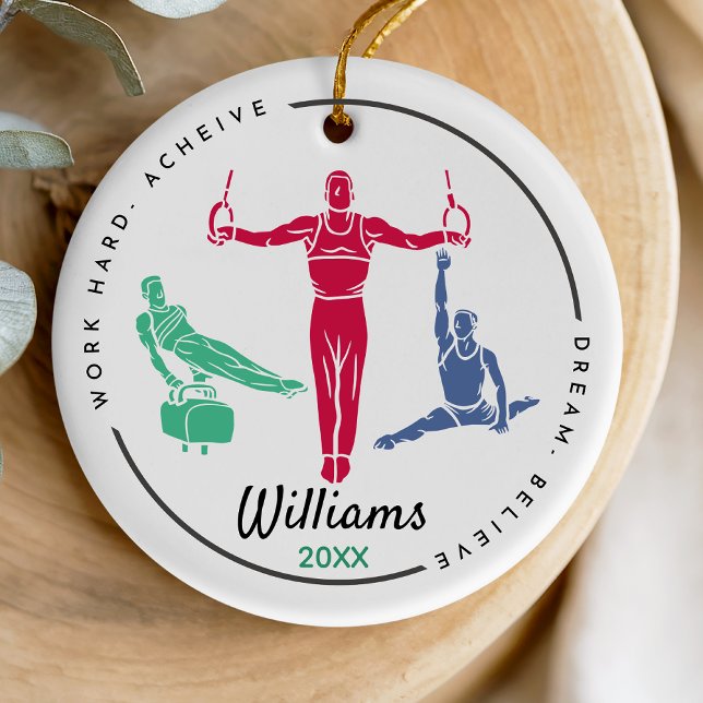 Cool gymnastics player personalised keepsake ceramic ornament (Creator Uploaded)