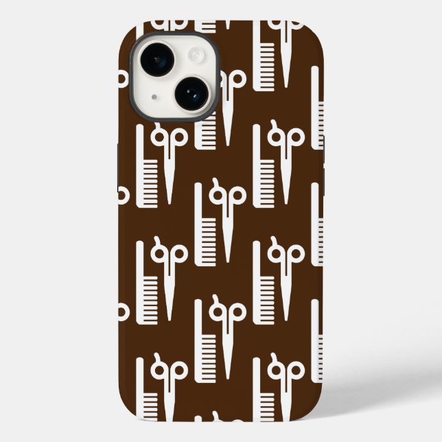 Cool Hair Stylist Brown Background Scissors Case-Mate iPhone Case (Back)