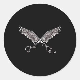 Cool Hair Stylist Scissors With Wings Tattoo Art H Classic Round Sticker