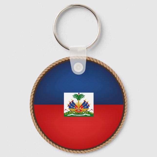 Cool Haiti Flag Seal Key Ring (Front)