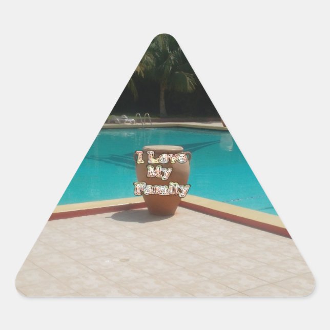 Cool Hakuna Matata Pool Side I love My Family.jpg Triangle Sticker (Front)