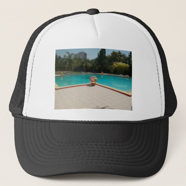 Cool Hakuna Matata Pool Side I love My Family.jpg Trucker Hat (Front)
