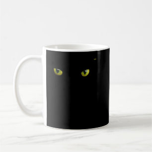 Cool Halloween cat faceeyes yellow on black shirt Coffee Mug