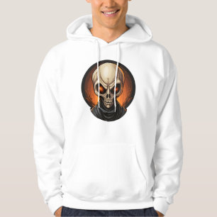 Cool Halloween Creepy Cartoon White Alien  Hoodie