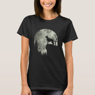 Cool Halloween German Sherpherd Dog Moon Howl In F T-Shirt