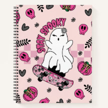 Cool Halloween Ghost on Skateboard Pink