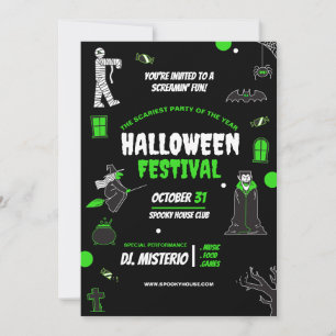 Cool Halloween Invitation, Halloween Scary Night  Invitation