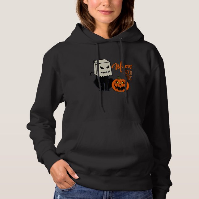 Cool Halloween Meow Boo Boo Cat Illustration Graph Hoodie (Front)