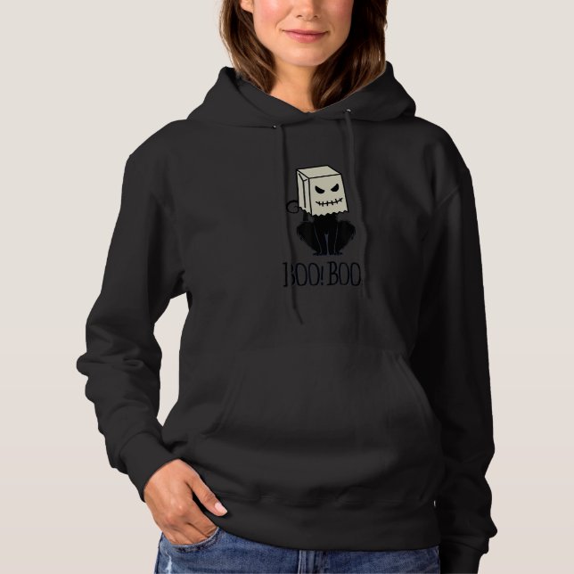 Cool Halloween Meow Boo Boo Cat Illustration Graph Hoodie (Front)