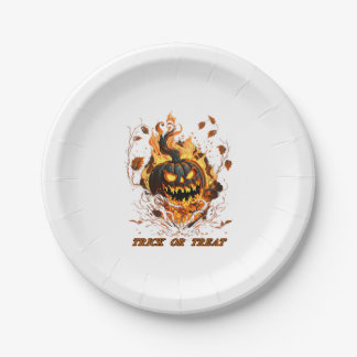 Cool Halloween Pumpkin Halloween Party Paper Plate