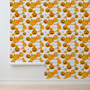 Cool Halloween pumpkins ghosts tiled Wallpaper