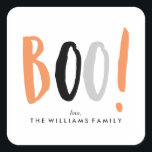 Cool Halloween Themed Square Sticker<br><div class="desc">Orange,  grey,  and black hand-lettered halloween design.</div>