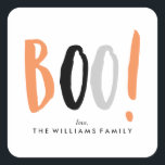 Cool Halloween Themed Square Sticker<br><div class="desc">Orange,  grey,  and black hand-lettered halloween design.</div>