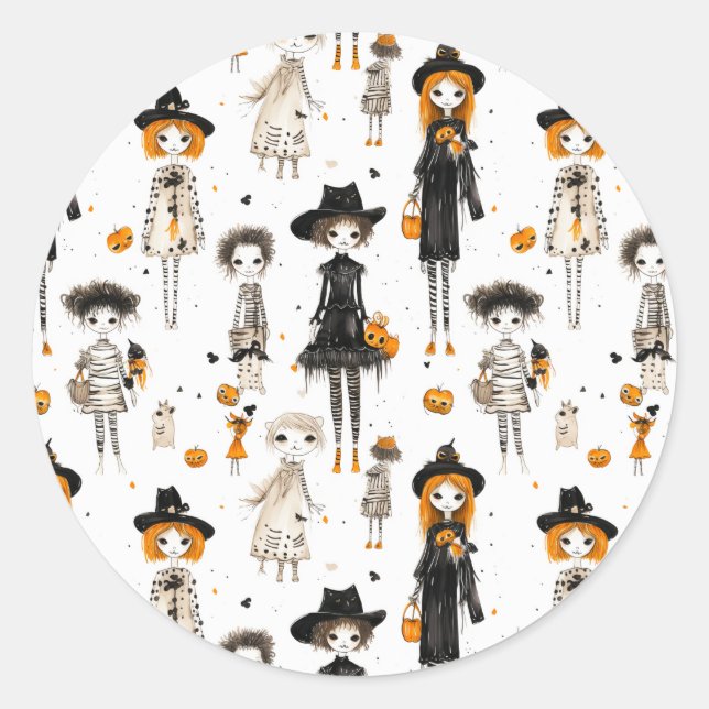 Cool, Halloween-themed stickers, Classic Round Sticker (Front)