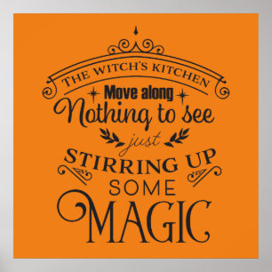 cool Halloween witch kitchen word art Poster