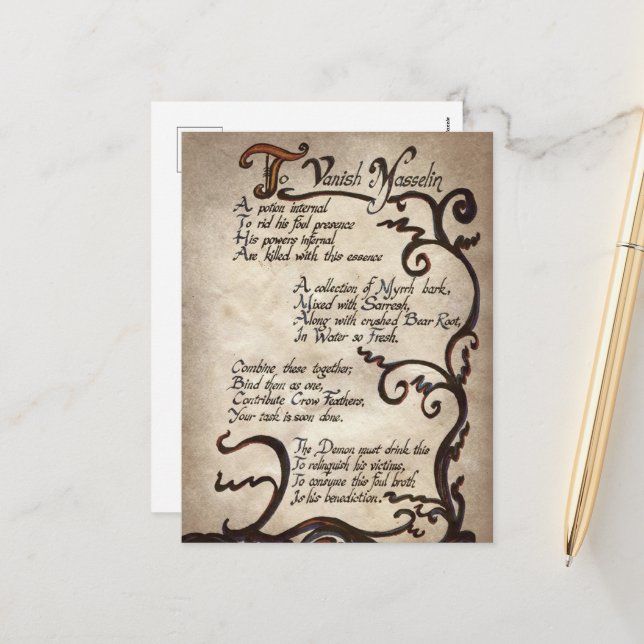 cool Halloween witch spell Holiday Postcard (Front/Back In Situ)