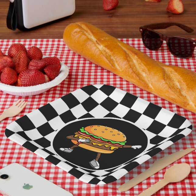cool hamburger party lovers paper plate (Picnic)