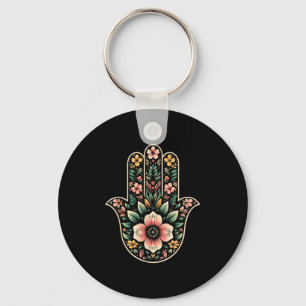 Cool Hamsa Khamsa Symbol In Floral Art Style Chris Key Ring