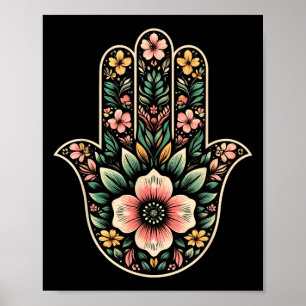 Cool Hamsa Khamsa Symbol In Floral Art Style Chris Poster