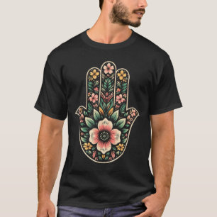 Cool Hamsa Khamsa Symbol In Floral Art Style Chris T-Shirt