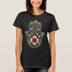 Cool Hamsa Khamsa Symbol In Floral Art Style Chris T-Shirt