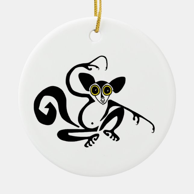 Cool hand drawn AYE-AYE - Weird wildlife - Ceramic Ornament (Front)