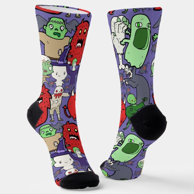 Cool hand drawn cartoon illustration ghost socks (Angled)