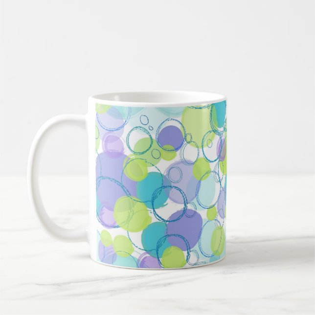 Cool Hand Drawn Pastel Circles and Bubbles Coffee Mug (Left)